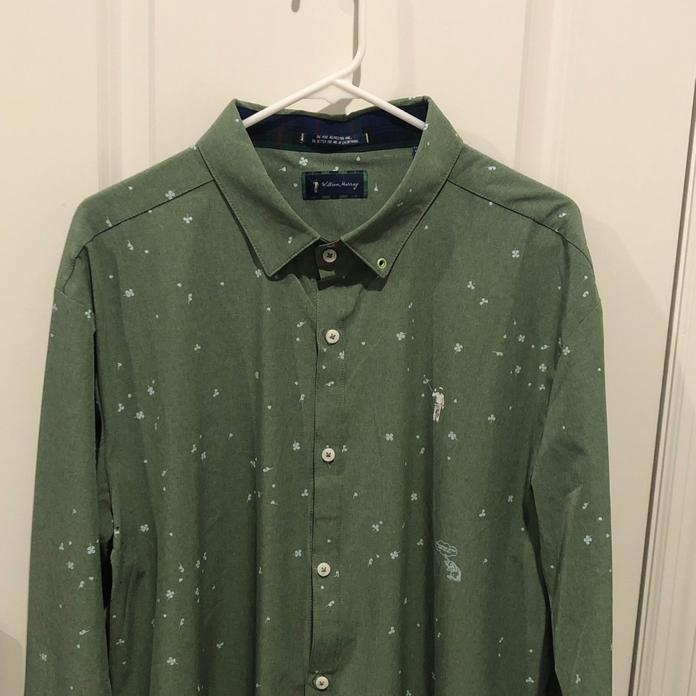William Murray Golf St.Patrick’s Day Clovers Long Sleeve Men’s Button Down Shirt